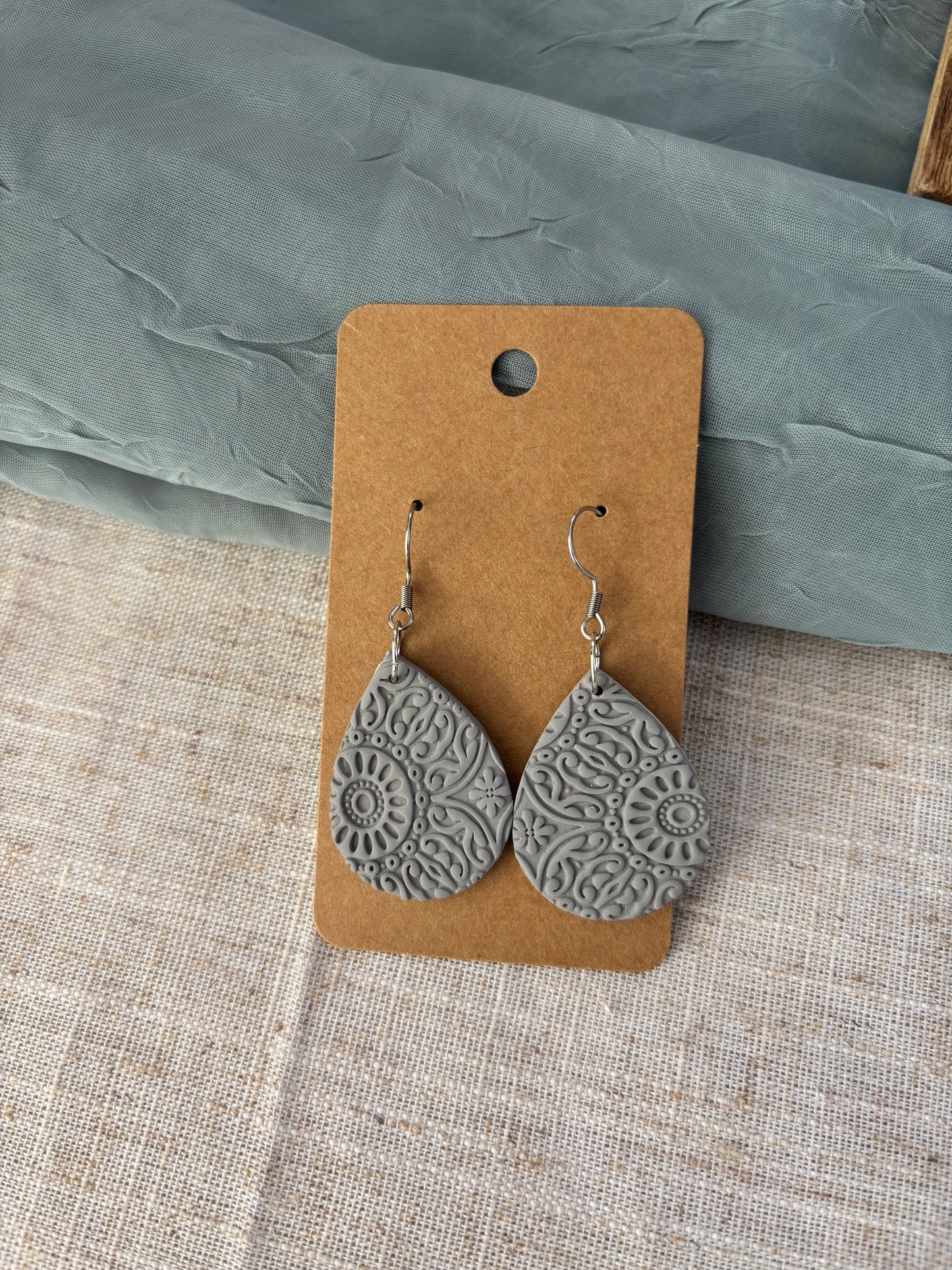 Gray Embossed Teardrops