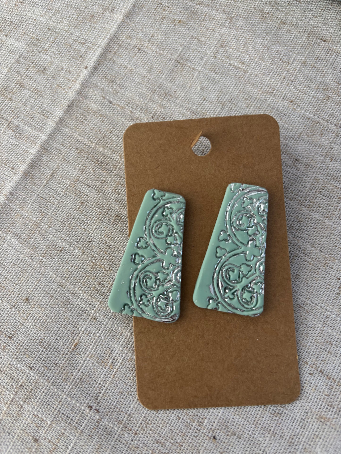Silver foil Embossed Earrings