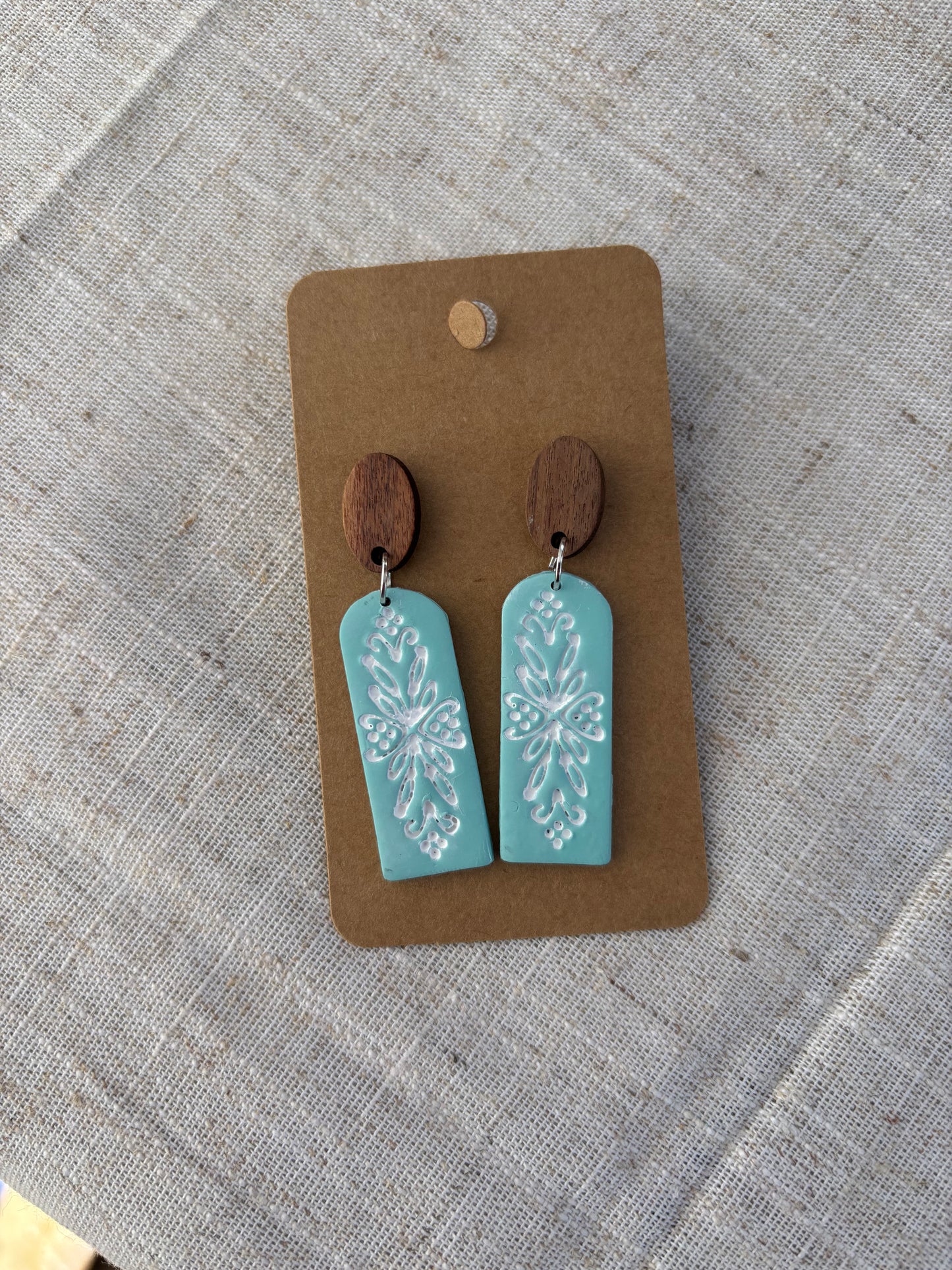 Aqua Embossed Earrings