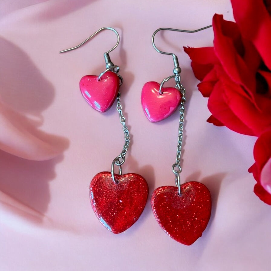 Glitter heart earrings
