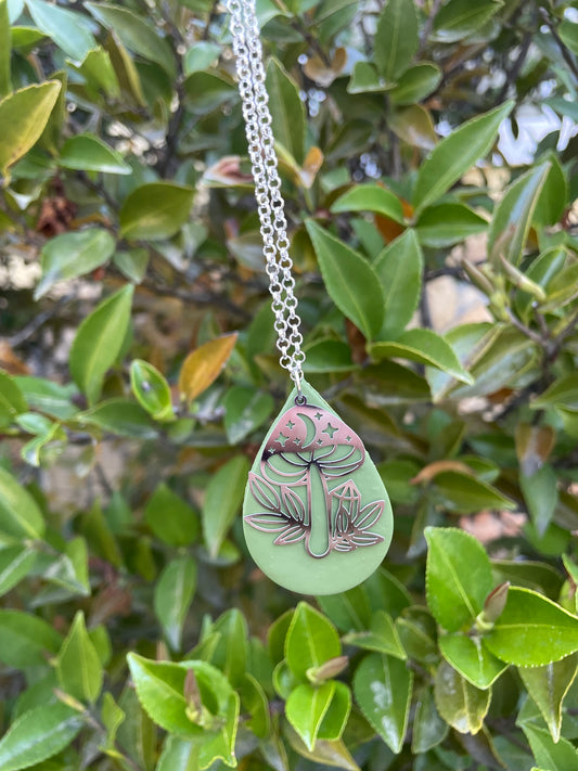 Green mushroom necklace