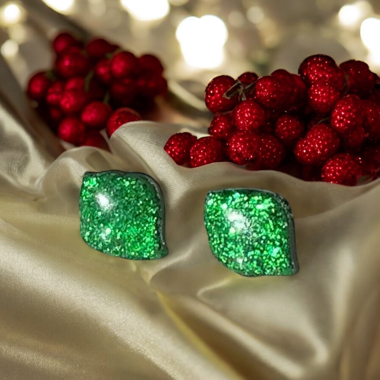 Green glitter ornaments