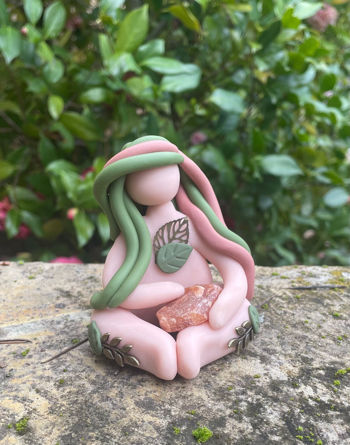 Green leaf calcite Goddess