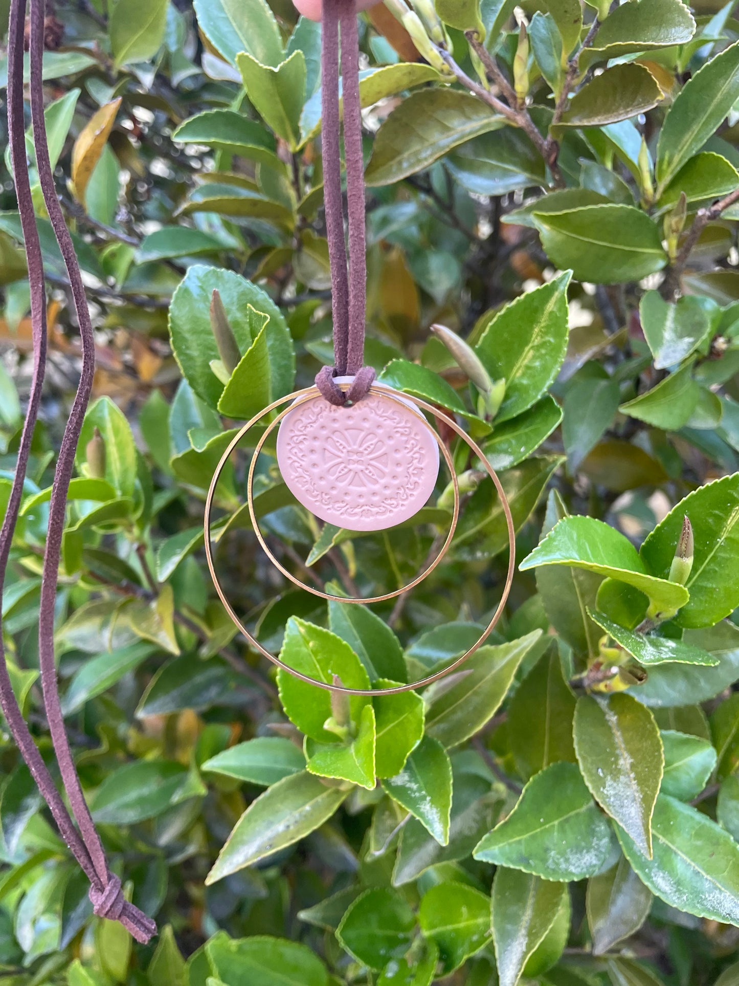 Boho necklace- dusty pink