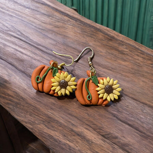 Pumpkin sunflower earrings