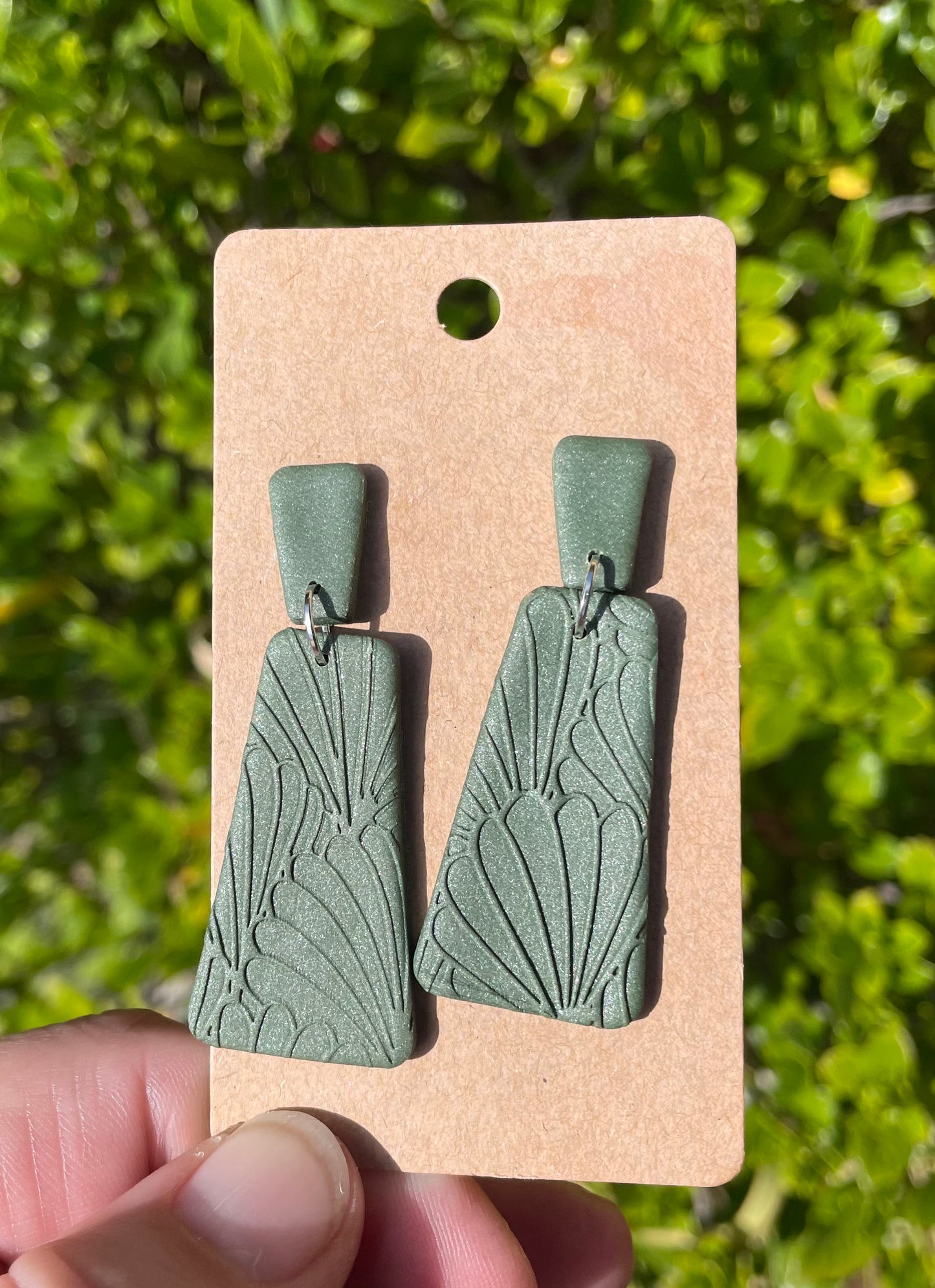 Boho rectangle earrings- forest