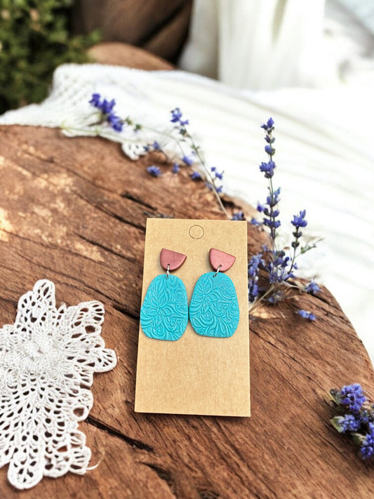 Teal Floral Embossed