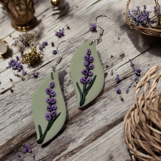 Lavender Sprig Dangles (sage background)