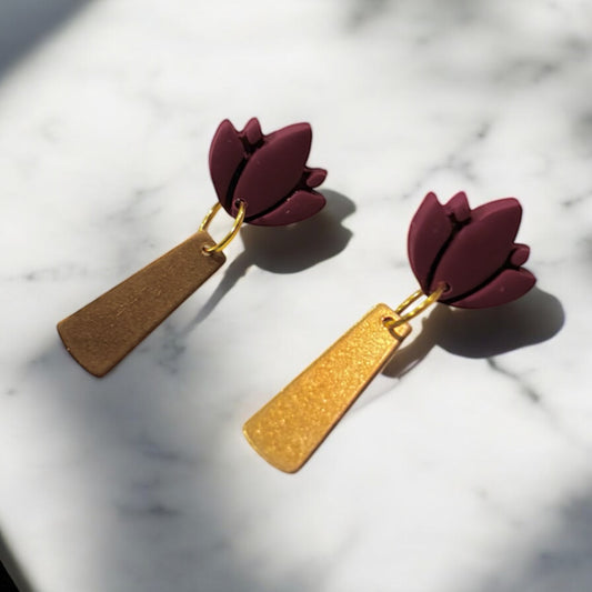 Lotus Flower Gold Dangles
