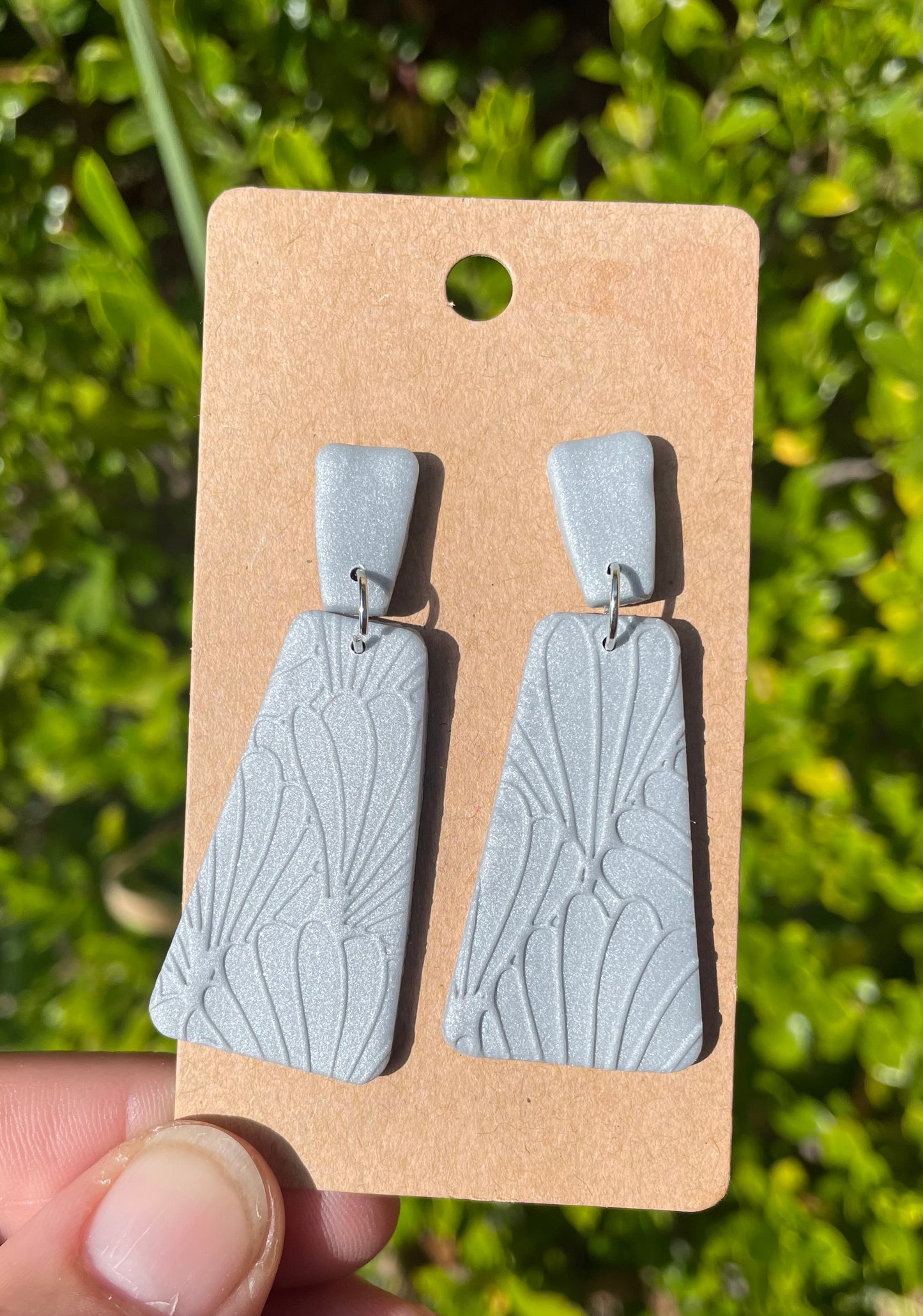 Boho rectangle earrings-fog