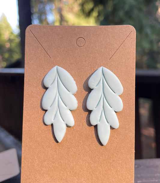 Light blue leaf earrings