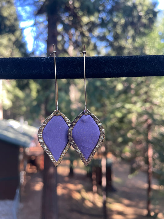 Purple gold frame earrings